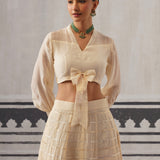 CREAM KOYAL LEHENGA SET