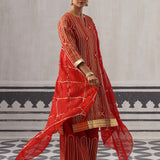 RED HEERA KURTA SET