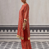 RED HEERA KURTA SET