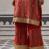 RED HEERA KURTA SET