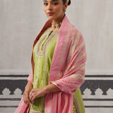 GREEN AND PINK MINI KURTA SET