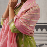 GREEN AND PINK MINI KURTA SET