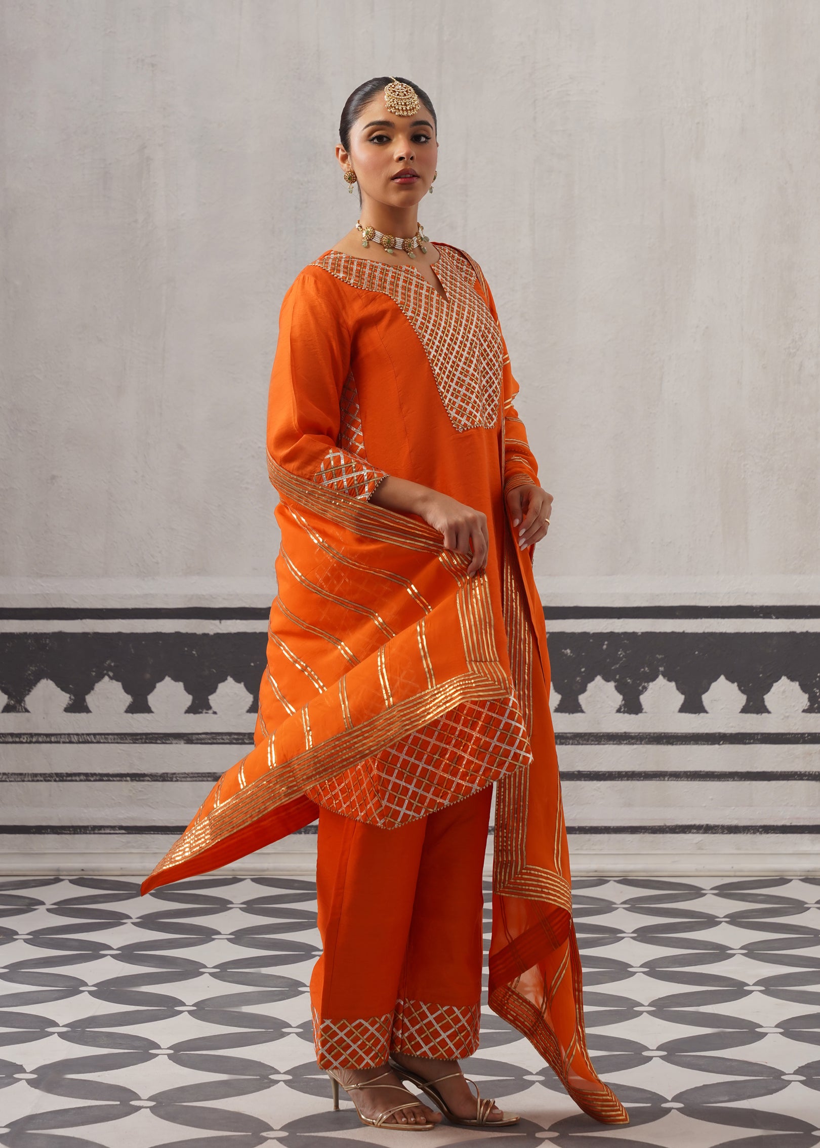 ORANGE HEERA KURTA SET