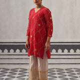 RED BIBA KURTA SET