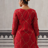 RED BIBA KURTA SET