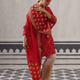 RED BIBA KURTA SET