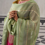 PINK AND MINT GREEN YOLK KURTA SET