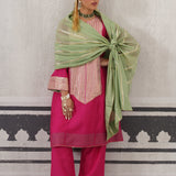 PINK AND MINT GREEN YOLK KURTA SET
