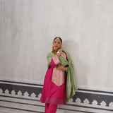 PINK AND MINT GREEN YOLK KURTA SET