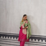 PINK AND MINT GREEN YOLK KURTA SET