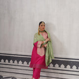PINK AND MINT GREEN YOLK KURTA SET