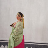 PINK AND MINT GREEN YOLK KURTA SET