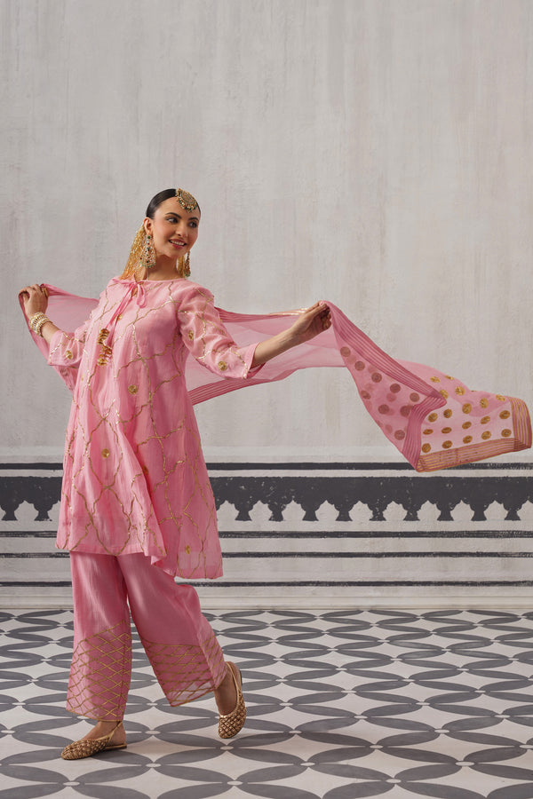 PINK BIBA KURTA SET