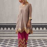 GREY AND RANI PINK IRA KURTA SET