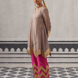 GREY AND RANI PINK IRA KURTA SET