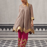 GREY AND RANI PINK IRA KURTA SET