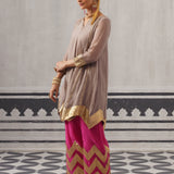 GREY AND RANI PINK IRA KURTA SET