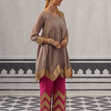 GREY AND RANI PINK IRA KURTA SET