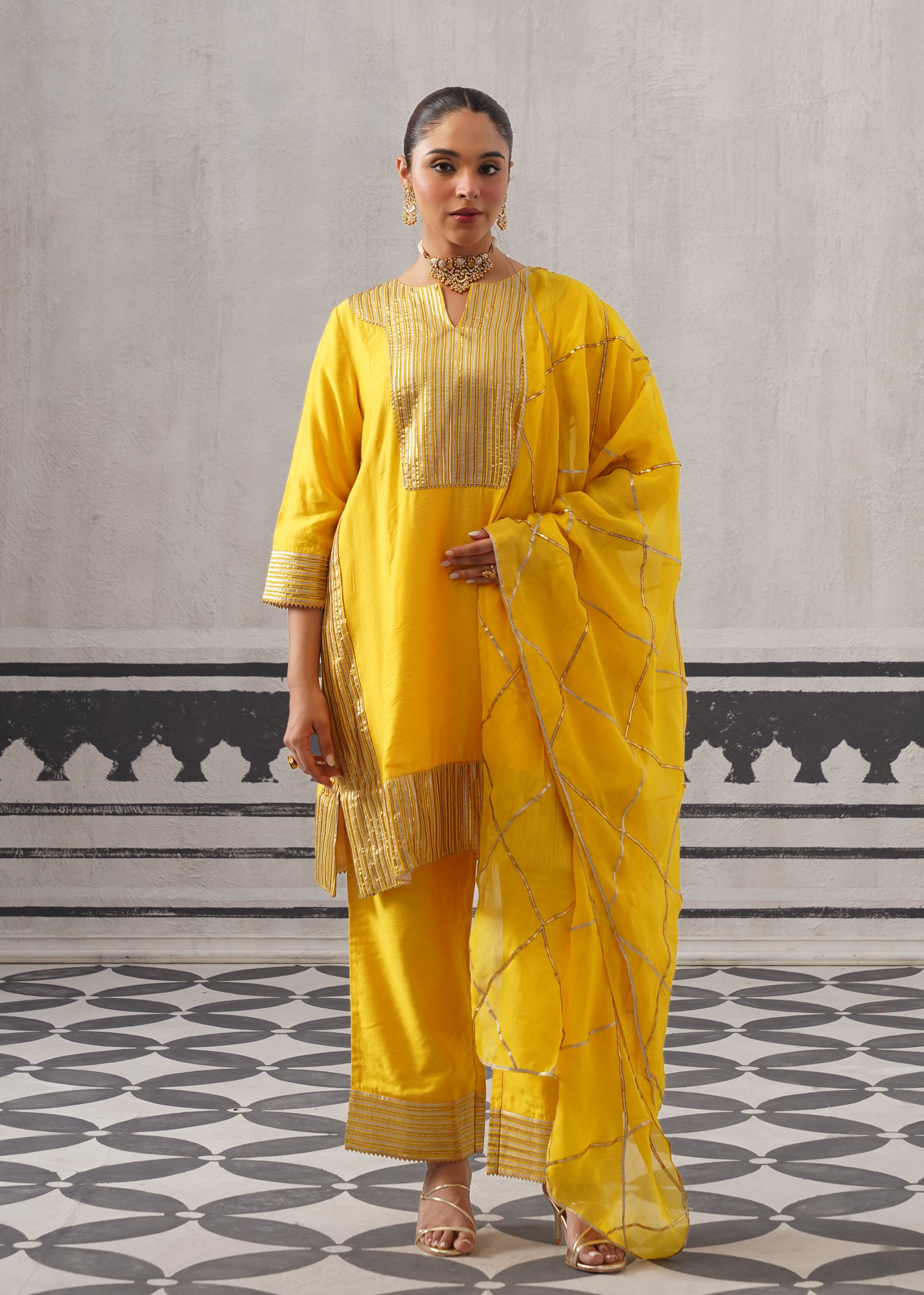 YELLOW HEERA KURTA SET