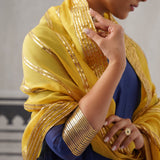 BLUE AND YELLOW IRA KURTA SET