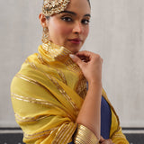 BLUE AND YELLOW IRA KURTA SET