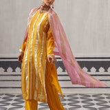 YELLOW AND PINK NEH KURTA SET