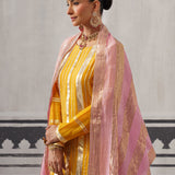 YELLOW AND PINK NEH KURTA SET