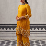 YELLOW AND GREEN RASNA KURTA SET