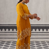 YELLOW AND GREEN RASNA KURTA SET