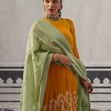 YELLOW AND GREEN RASNA KURTA SET