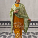 YELLOW AND GREEN RASNA KURTA SET