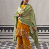 YELLOW AND GREEN RASNA KURTA SET