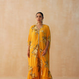 Mustard Zeenat V Neck Top & Wide Leg Pants