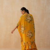 Mustard Zeenat V Neck Top & Wide Leg Pants