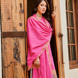 PINK MULMUL KURTA , CHANDERI FLAIR PANTS AND COTTON MULMUL ODHANI