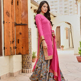 PINK MULMUL KURTA , CHANDERI FLAIR PANTS AND COTTON MULMUL ODHANI