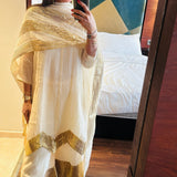 Cream Avni Chandheri Kurta, Palazzo Pants & Odhani Set of Three