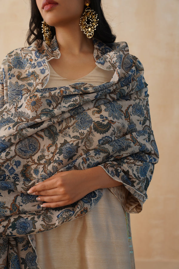 BLUE FLORAL DUPATTA