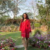 Mitali Wadhwa | Red Aleena Cotton Dress