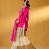 RANI PINK  ADIVA  | KURTA,SHARARA , DUPATTA  | SET OF THREE