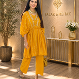 SHARNAMLI MEHRA | MUSTARD KAFTAN AND PANTS | SET OF TWO