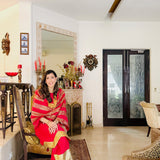 AVNI PURE CHANDHERI RED KURTA SHARARA & DUPATTA I SET OF THREE