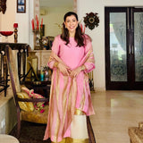 DIVYA KAPOOR |BLUSH PINK ADIVA CHANDHERI KURTA, SHARARA & ODHANI I SET OF THREE