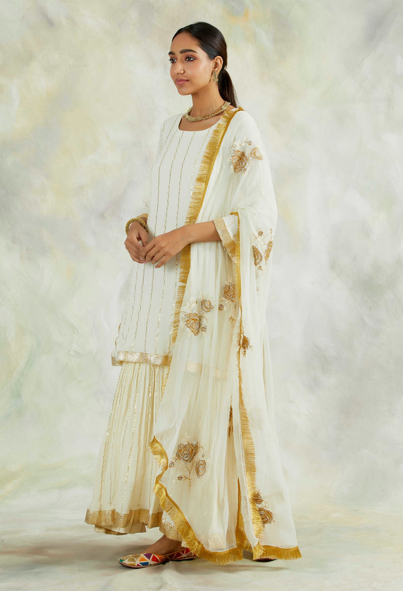 SANGEET KURTA WITH ATTACHED SKIRT AND ODHANI - SET OF 2