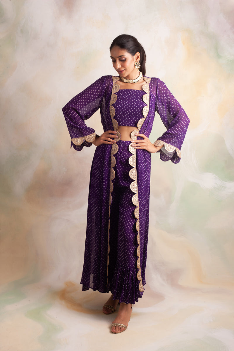 Buy Blue Raw Silk Embroidery Band Jacket Kurta And Pant Set For Women by  Sue Mue Online at Aza Fashions.