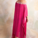 PINK BANDHANI RIMI OFF SHOULDER DRESS