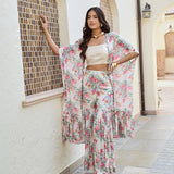 RHEA KAFTAN CAPE , CROP TOP AND FLAIR PANTS