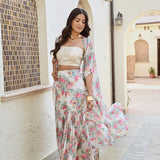 RHEA KAFTAN CAPE , CROP TOP AND FLAIR PANTS