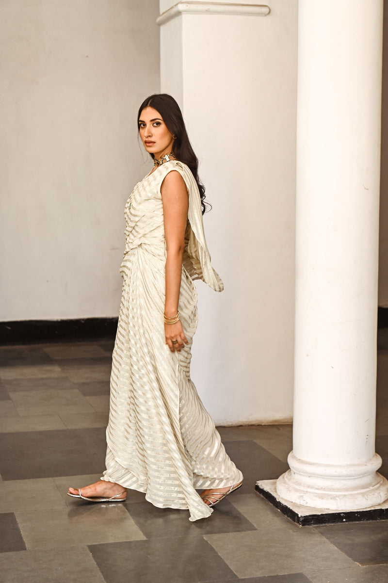 Buy Grey Lycra Embroidery Patch Work Pre-draped Saree With Trim Blouse For  Women by Khwaab by Sanjana Lakhani Online at Aza Fashions.