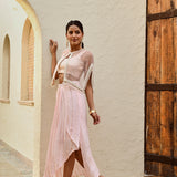 PINK FREYA PEARL CAPE, CROP TOP, DRAPED SKIRT - SET OF THREE